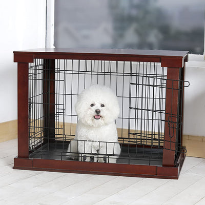 Merry Products Decorative Pet Cage w/ Protection Box End Table, Large, Brown + Merry Products Decorative Cat Enclosed Litter Box Washroom Night Stand, Espresso