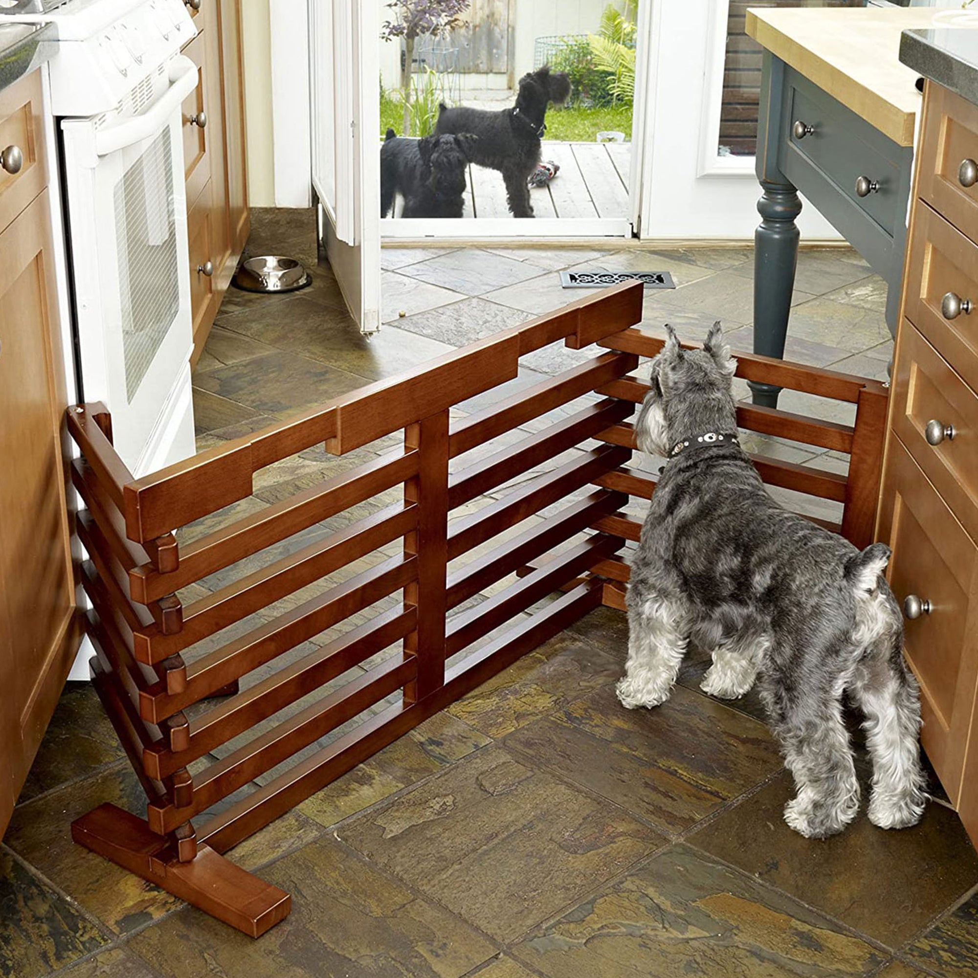Merry Products Wooden 6 Foot Dog Gate-N-Crate for Small to Medium Pets, Walnut (2 Pack)