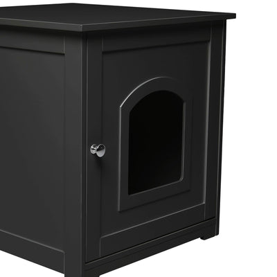 Merry Products Decorative Bench with Enclosed Cat Litter Washroom Box, Black + zoovilla Kitty Litter Loo Indoor Hidden Litter Box Furniture Enclosure, Black