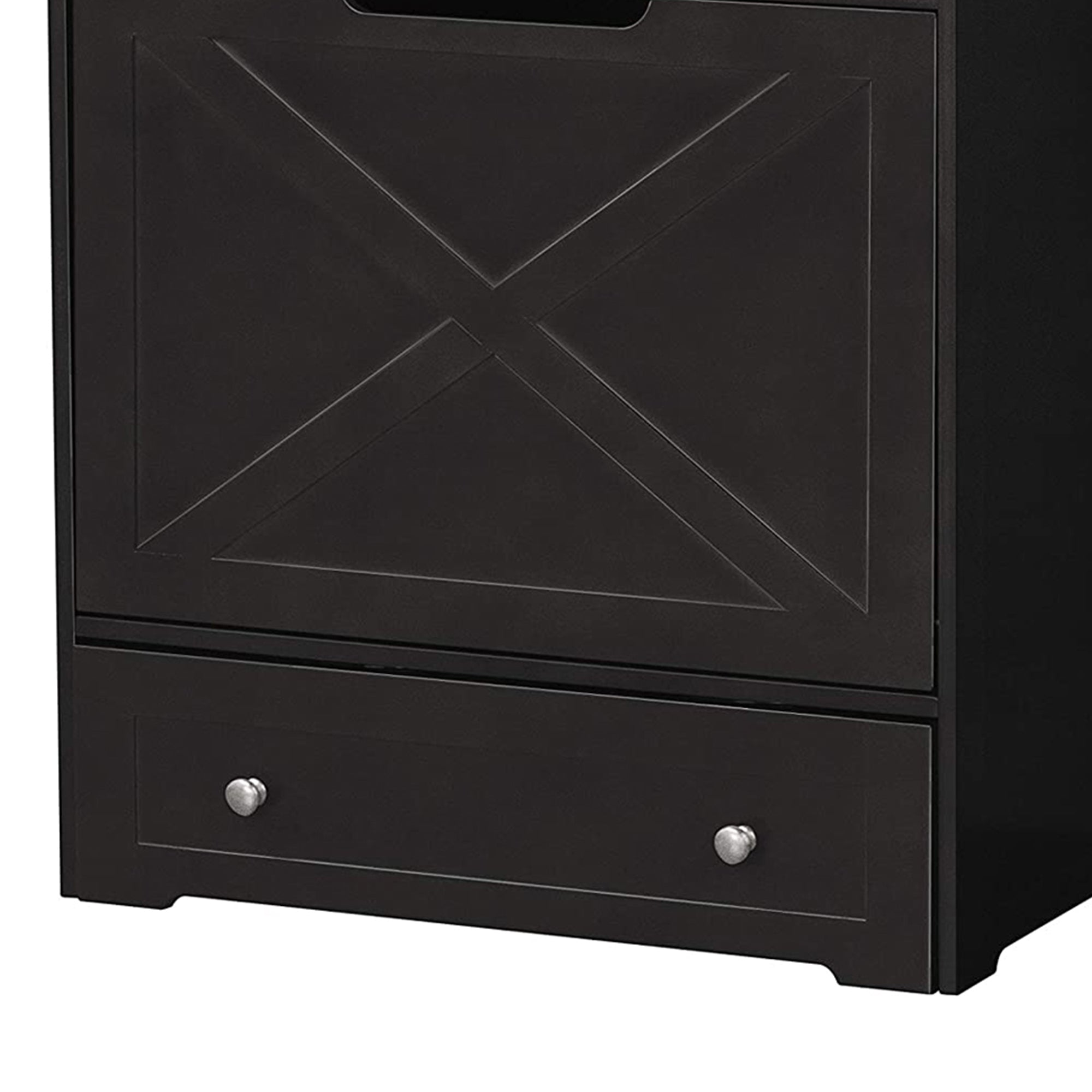 Zoovilla Pet Feeder Large Storage Bin with Hidden Elevated Dog Bowl Stand, Black + Merry Products Wooden 6 Foot Dog Gate-N-Crate for Small to Medium Pets, Walnut