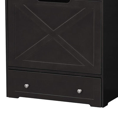 Zoovilla Pet Feeder Large Storage Bin with Hidden Elevated Dog Bowl Stand, Black + Merry Products Wooden 6 Foot Dog Gate-N-Crate for Small to Medium Pets, Walnut