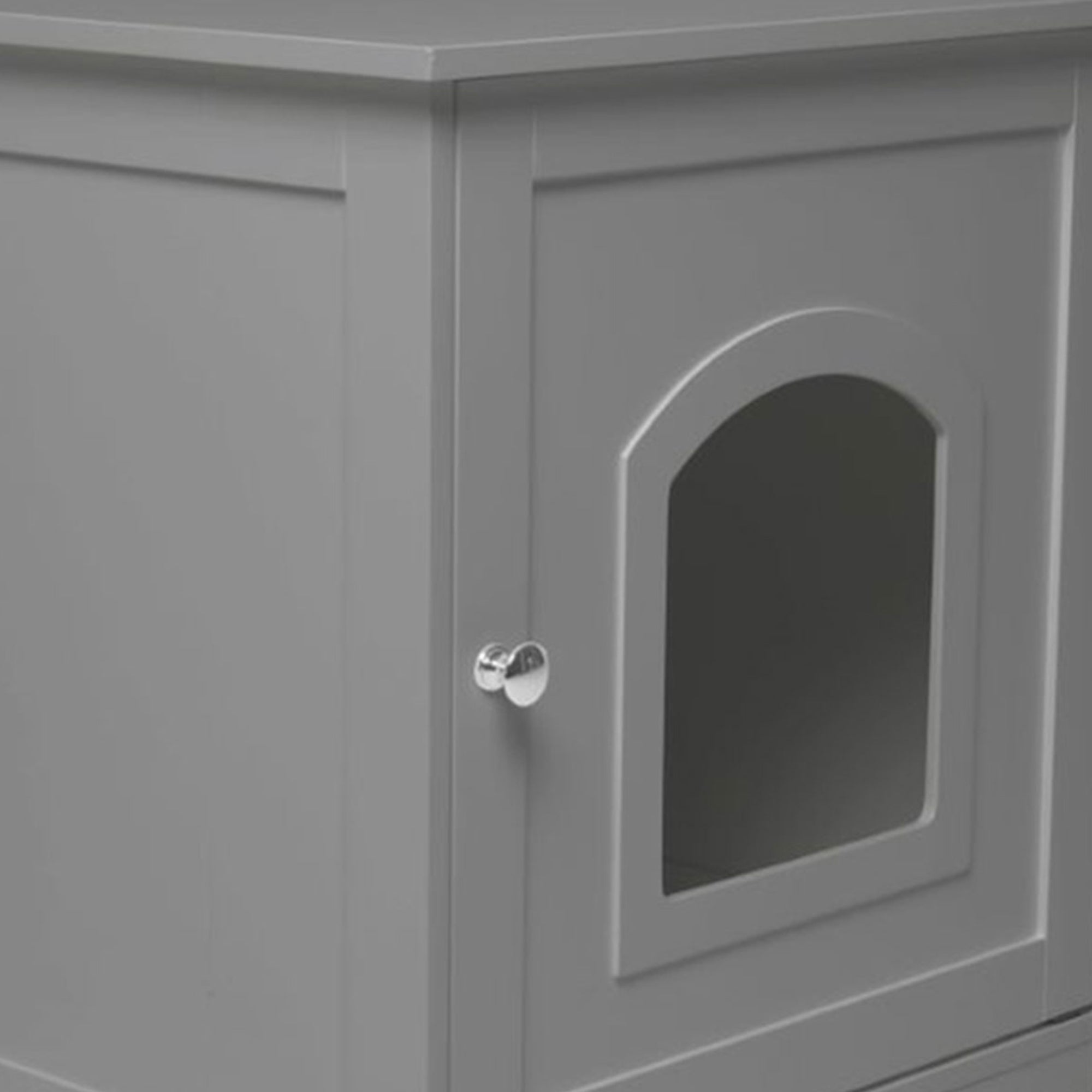 Zoovilla Pet Feeder Large Storage Bin with Hidden Elevated Dog Bowl Stand, Black + zoovilla Kitty Litter Loo Indoor Hidden Litter Box Enclosure Furniture, Gray