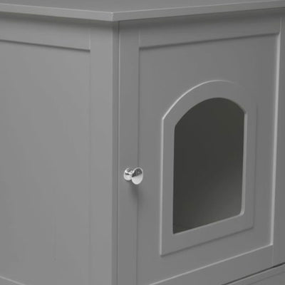 Zoovilla Pet Feeder Large Storage Bin with Hidden Elevated Dog Bowl Stand, Black + zoovilla Kitty Litter Loo Indoor Hidden Litter Box Enclosure Furniture, Gray