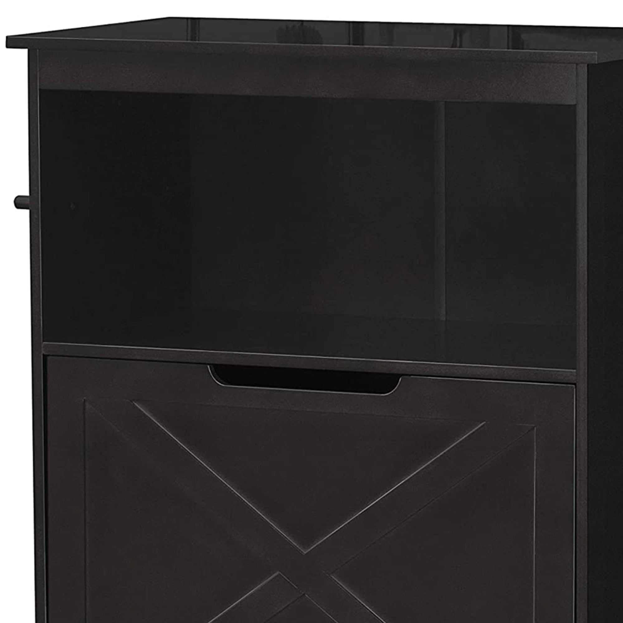 Zoovilla Pet Feeder Large Storage Bin with Hidden Elevated Dog Bowl Stand, Black + zoovilla Kitty Litter Loo Indoor Hidden Litter Box Furniture Enclosure, Black
