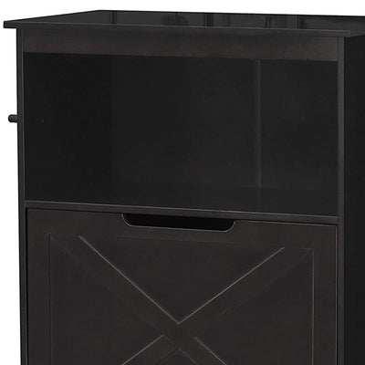 Zoovilla Pet Feeder Large Storage Bin with Hidden Elevated Dog Bowl Stand, Black + zoovilla Kitty Litter Loo Indoor Hidden Litter Box Furniture Enclosure, Black