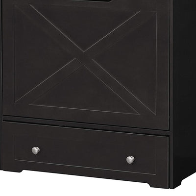 Zoovilla Pet Feeder Large Storage Bin with Hidden Elevated Dog Bowl Stand, Black + zoovilla Kitty Litter Loo Indoor Hidden Litter Box Furniture Enclosure, Black