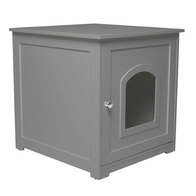 Merry Products Wooden 6 Foot Dog Gate-N-Crate for Small to Medium Pets, Walnut + zoovilla Kitty Litter Loo Indoor Hidden Litter Box Enclosure Furniture, Gray