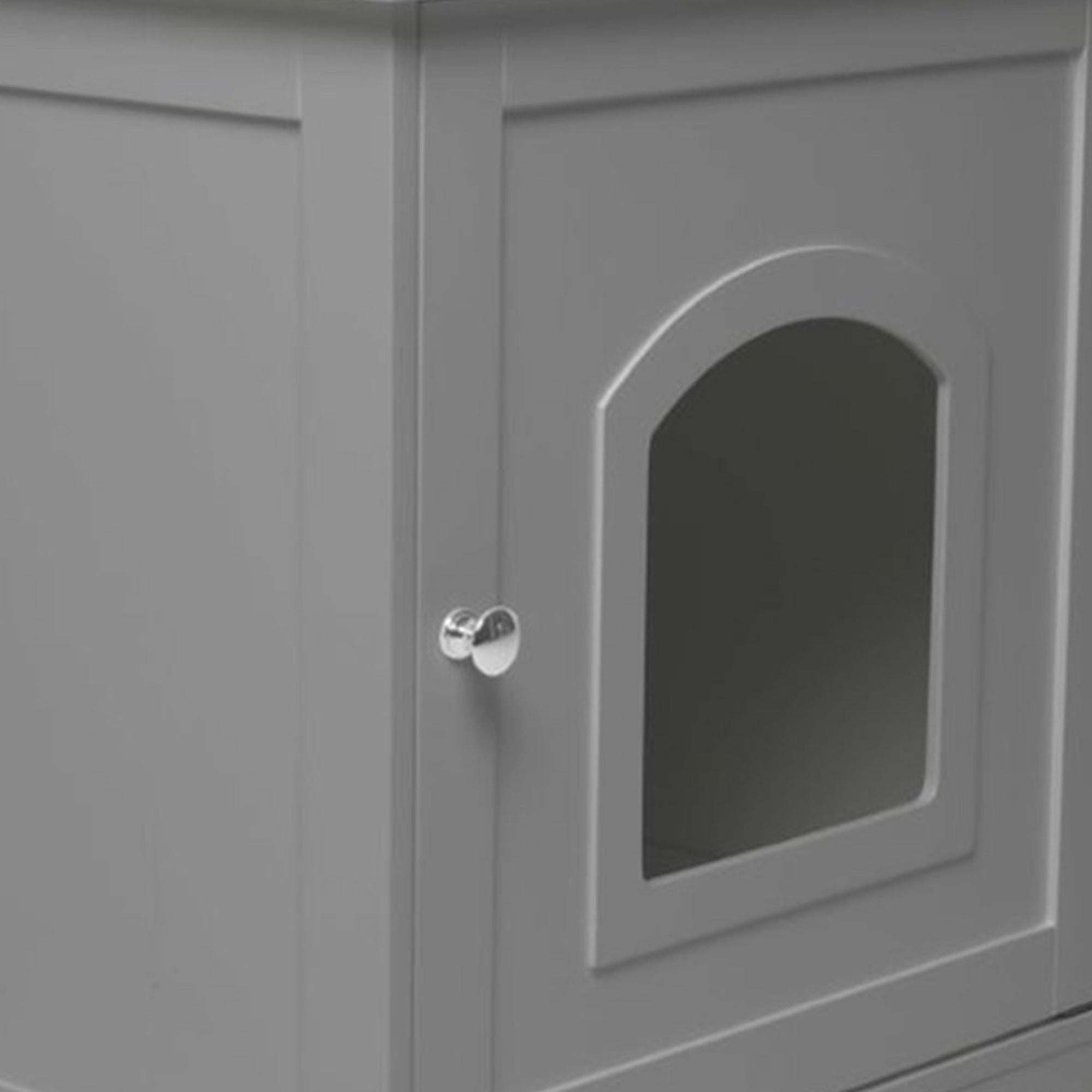 Merry Products Wooden 6 Foot Dog Gate-N-Crate for Small to Medium Pets, Walnut + zoovilla Kitty Litter Loo Indoor Hidden Litter Box Enclosure Furniture, Gray