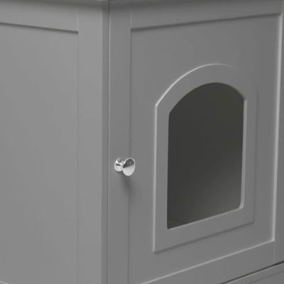 Merry Products Wooden 6 Foot Dog Gate-N-Crate for Small to Medium Pets, Walnut + zoovilla Kitty Litter Loo Indoor Hidden Litter Box Enclosure Furniture, Gray