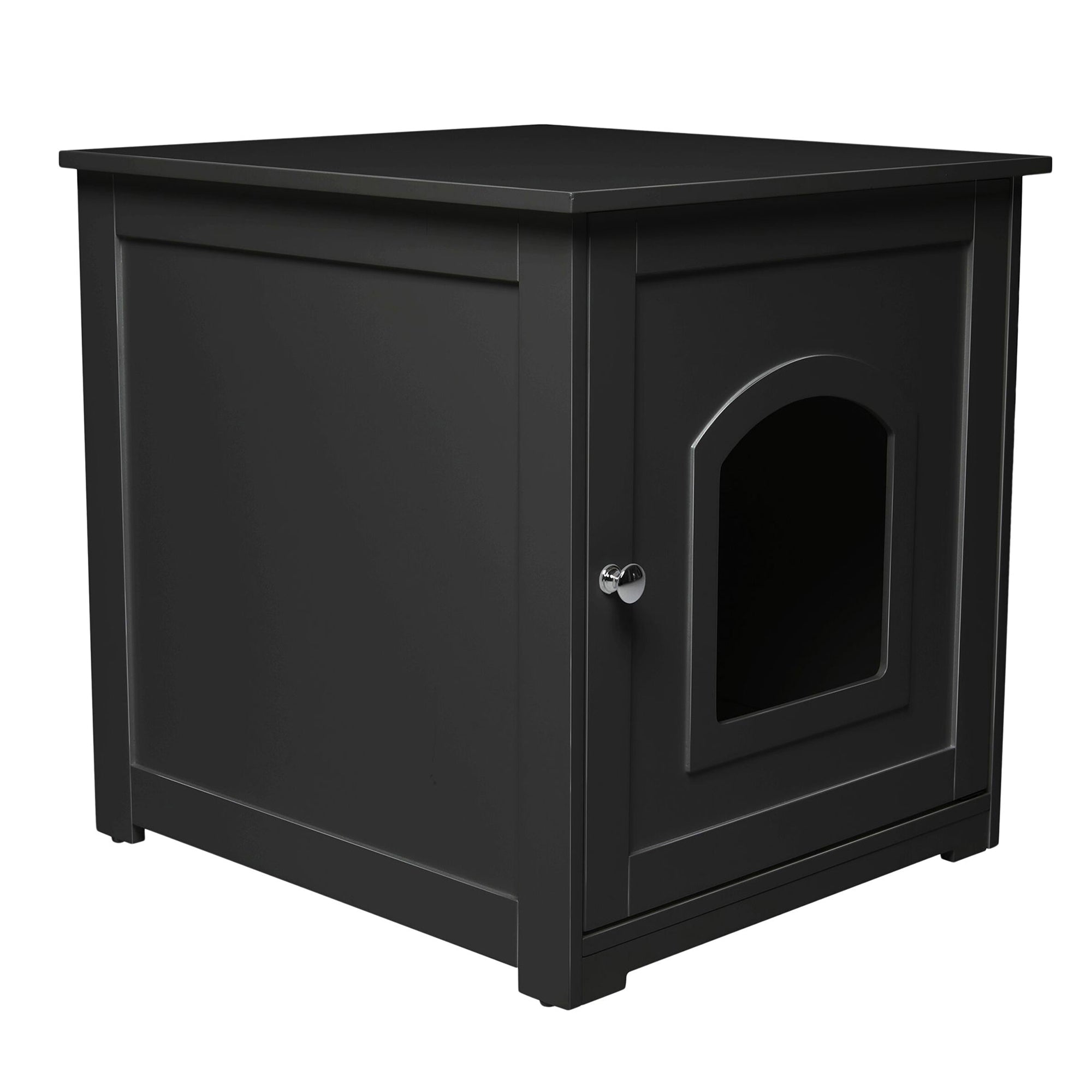 Merry Products Wooden 6 Foot Dog Gate-N-Crate for Small to Medium Pets, Walnut + zoovilla Kitty Litter Loo Indoor Hidden Litter Box Furniture Enclosure, Black