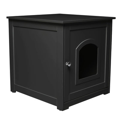 Merry Products Wooden 6 Foot Dog Gate-N-Crate for Small to Medium Pets, Walnut + zoovilla Kitty Litter Loo Indoor Hidden Litter Box Furniture Enclosure, Black