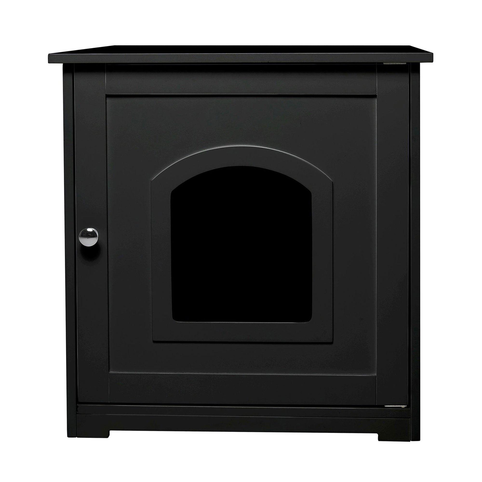 Merry Products Wooden 6 Foot Dog Gate-N-Crate for Small to Medium Pets, Walnut + zoovilla Kitty Litter Loo Indoor Hidden Litter Box Furniture Enclosure, Black