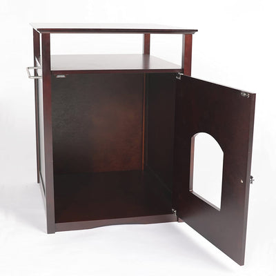 Merry Products Wooden 6 Foot Dog Gate-N-Crate for Small to Medium Pets, Walnut + Merry Products Decorative Cat Enclosed Litter Box Washroom Night Stand, Espresso