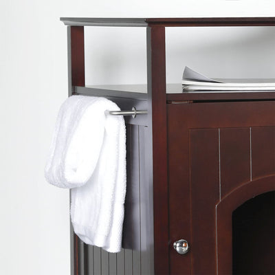 Merry Products Wooden 6 Foot Dog Gate-N-Crate for Small to Medium Pets, Walnut + Merry Products Decorative Cat Enclosed Litter Box Washroom Night Stand, Espresso