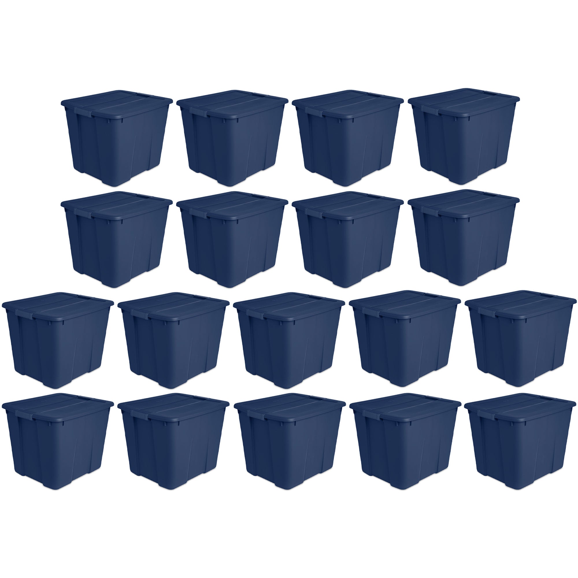 Sterilite 20 Gallon Stackable Plastic Storage Tote w/Latching Lid,Blue (18 Pack)