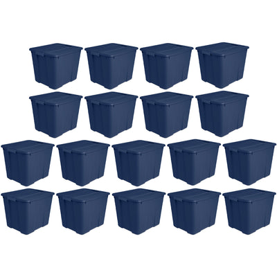 Sterilite 20 Gallon Stackable Plastic Storage Tote w/Latching Lid,Blue (18 Pack)