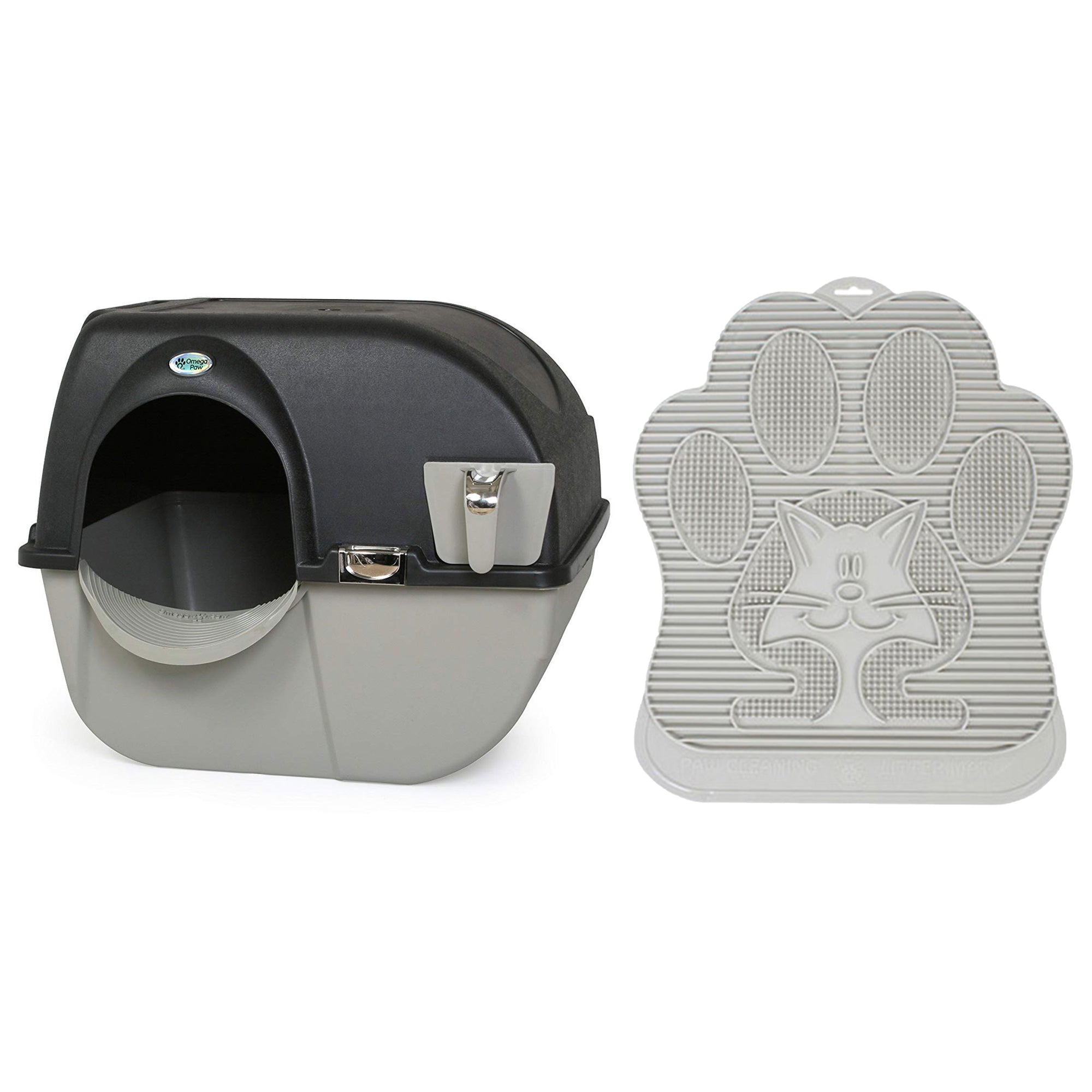Omega Paw Elite Roll 'N Clean Self Cleaning Cat Litter Box with Paw Floor Mat - VMInnovations