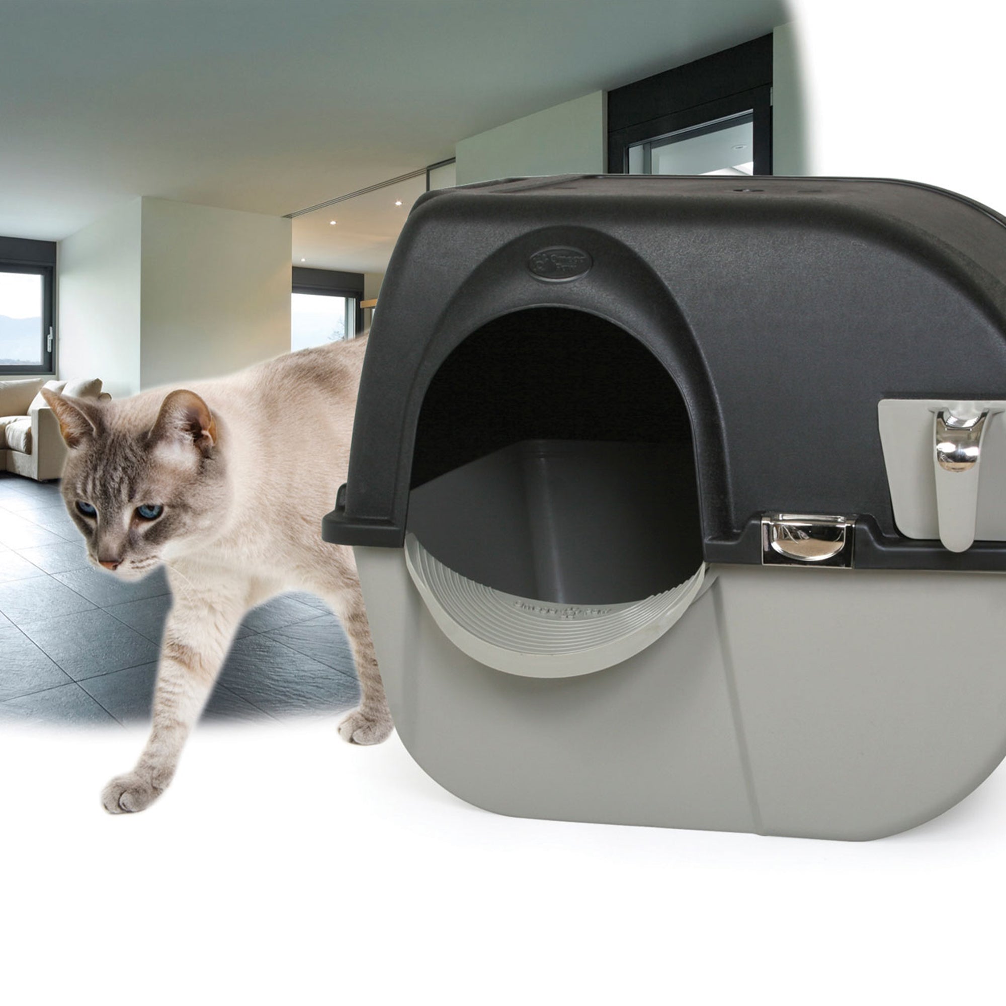 Omega Paw Elite Roll 'N Clean Self Cleaning Cat Litter Box with Paw Floor Mat - VMInnovations