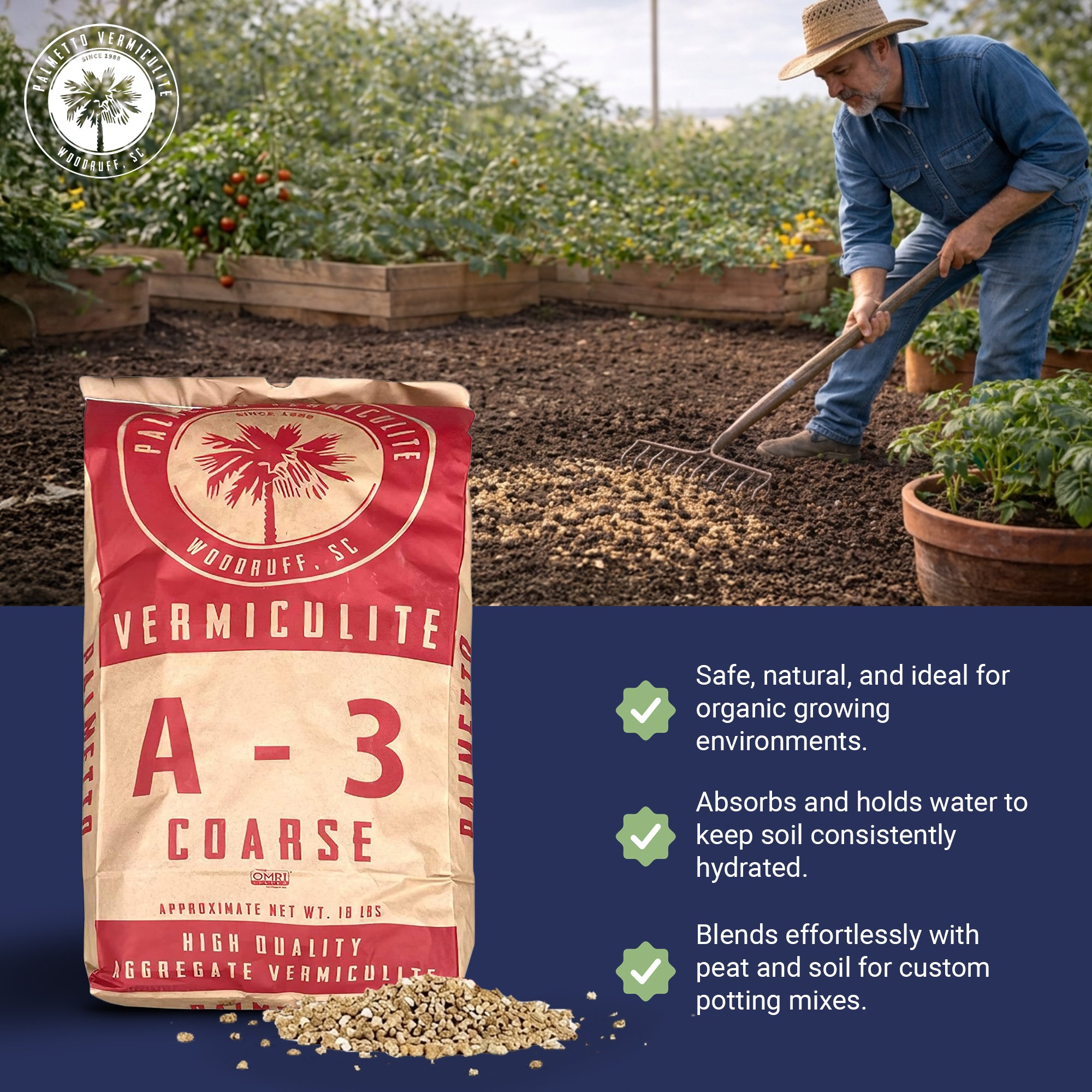 Palmetto 4 Cubic Foot Organic Grade 3 Coarse Vermiculite Planting Soil Additive