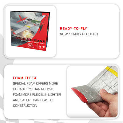 VOLANTEXRC P51D Mustang 2Ch Beginner RC Flying Airplane with Xpilot Stabilizer - VMInnovations