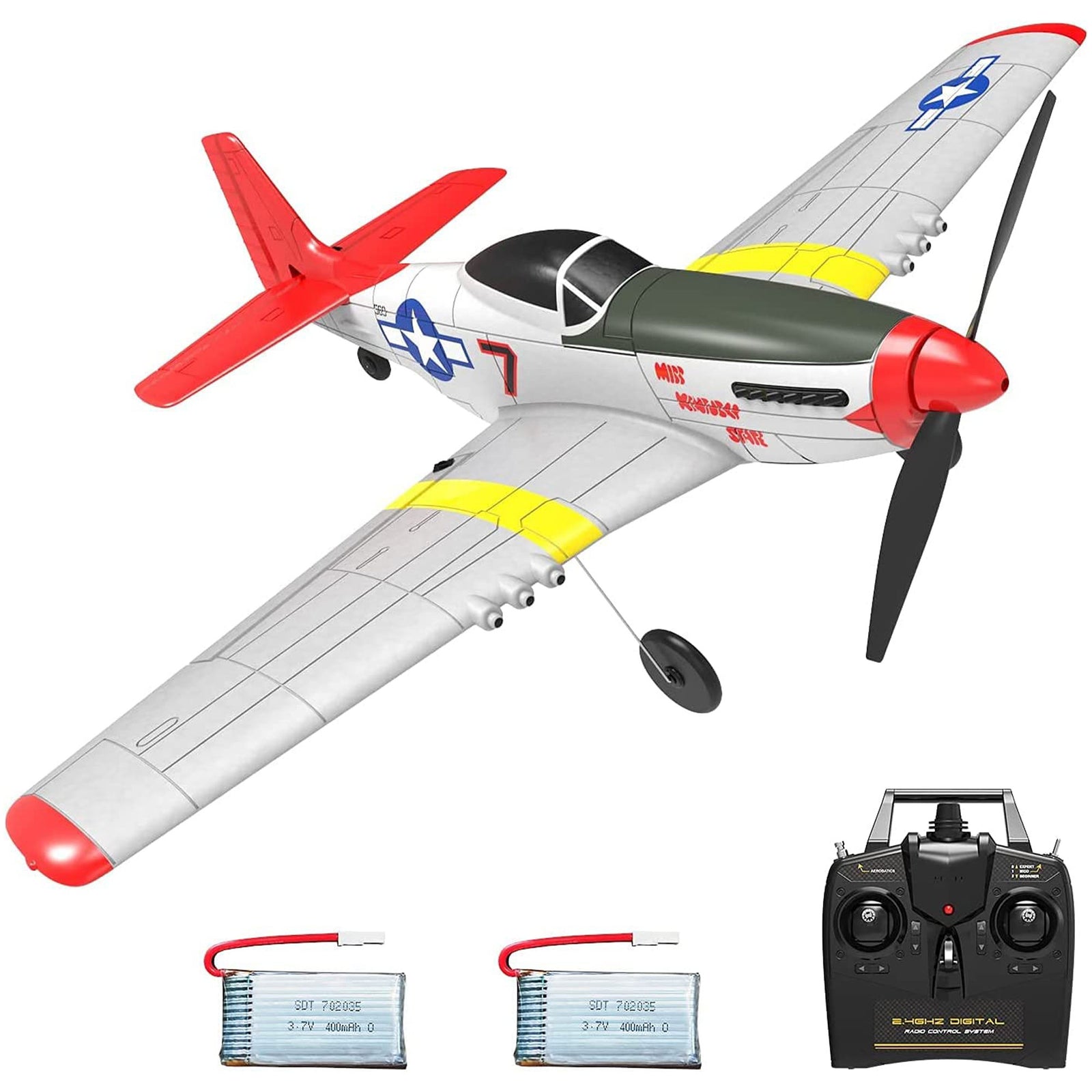 VOLANTEXRC P51D Mustang 2Ch Beginner RC Flying Airplane with Xpilot Stabilizer - VMInnovations