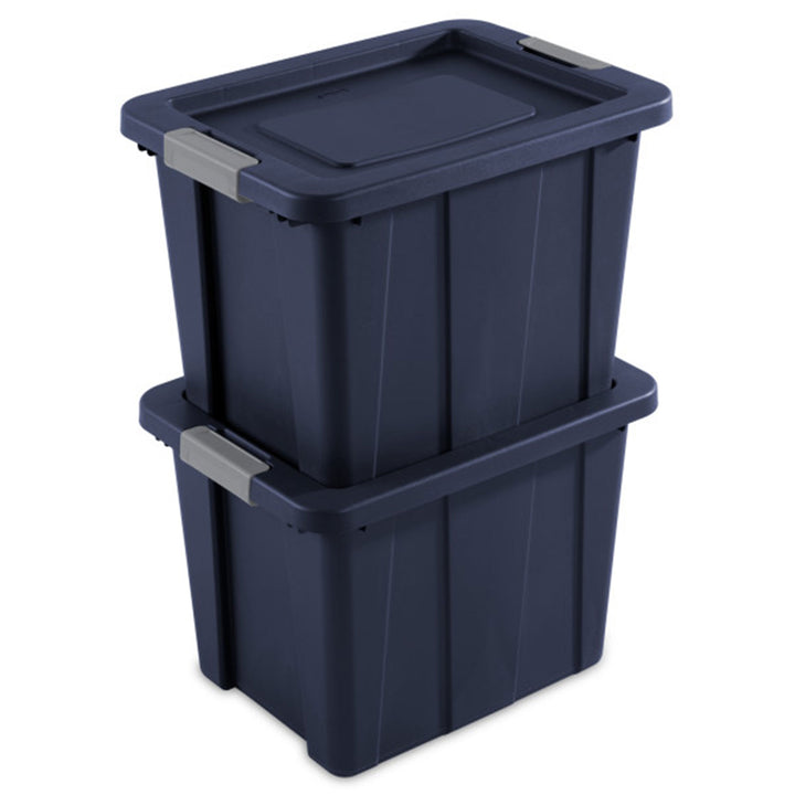 Sterilite Tuff1 18 Gal Plastic Storage Tote Bin w/Latching Lid, Blue (24 Pack)