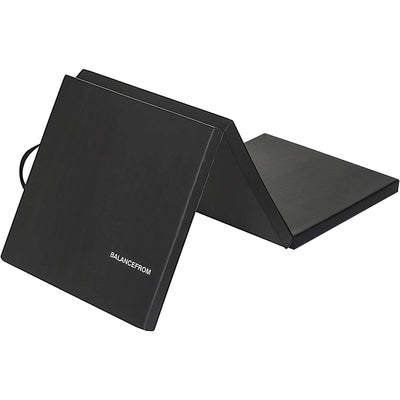 GoGym 6x2ft Folding 3 Panel Exercise Mat with Handles, Black (Used) - VMInnovations