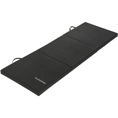 BalanceFrom Fitness GoGym 6x2ft Folding 3 Panel Exercise Mat with Handles, Black