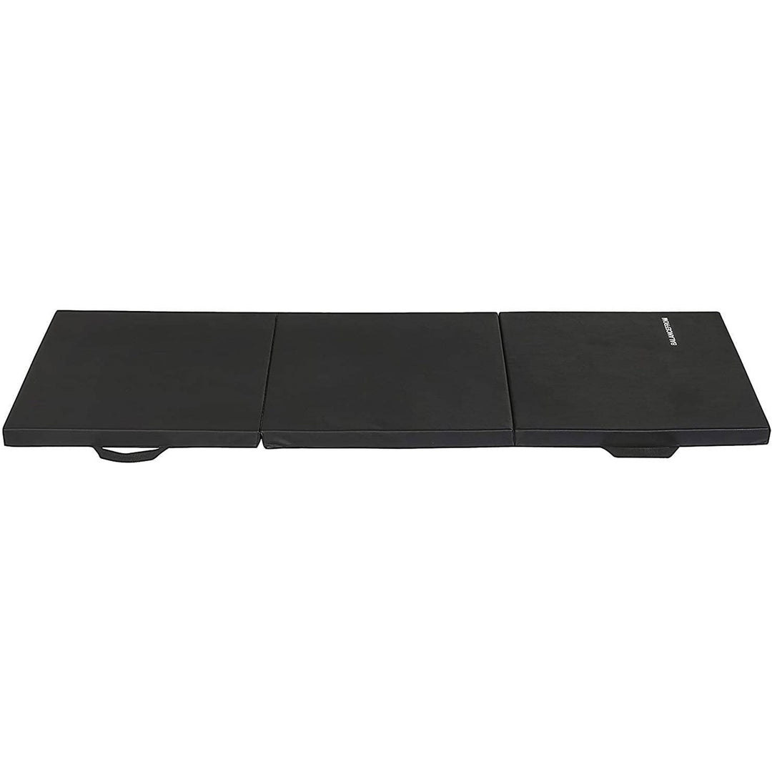 GoGym 6x2ft Folding 3 Panel Exercise Mat with Handles, Black (Used) - VMInnovations