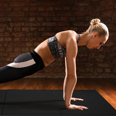 BalanceFrom Fitness GoGym 6x2ft Folding 3 Panel Exercise Mat with Handles, Black - VMInnovations