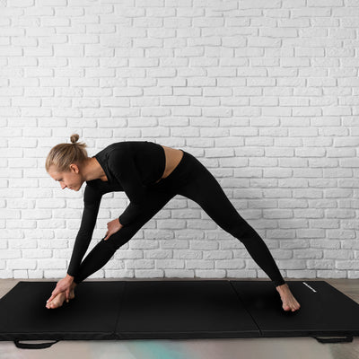BalanceFrom Fitness GoGym 6x2ft Folding 3 Panel Exercise Mat with Handles, Black - VMInnovations