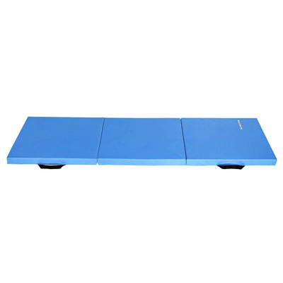 BalanceFrom Fitness GoGym 6x2ft Folding 3 Panel Exercise Mat with Handles, Blue