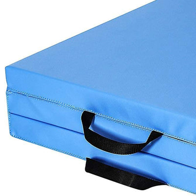 BalanceFrom Fitness GoGym 6x2ft Folding 3 Panel Exercise Mat with Handles, Blue