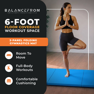 BalanceFrom Fitness GoGym 6x2ft Folding 3 Panel Exercise Mat with Handles (Used)
