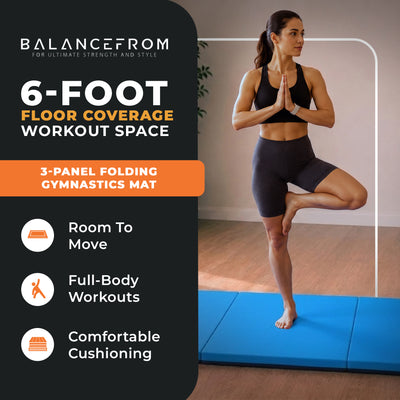 BalanceFrom Fitness GoGym 6x2ft Folding 3 Panel Exercise Mat with Handles (Used) - VMInnovations