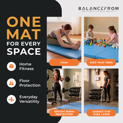 BalanceFrom Fitness GoGym 6x2ft Folding 3 Panel Exercise Mat with Handles (Used)