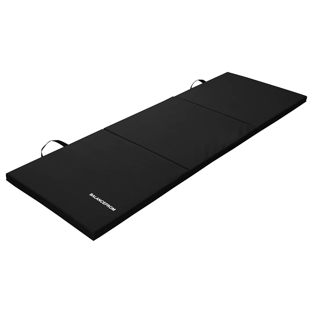 BalanceFrom Fitness GoGym 6'x2'x1.5" Folding 3 Panel Exercise Mat, Black (Used)