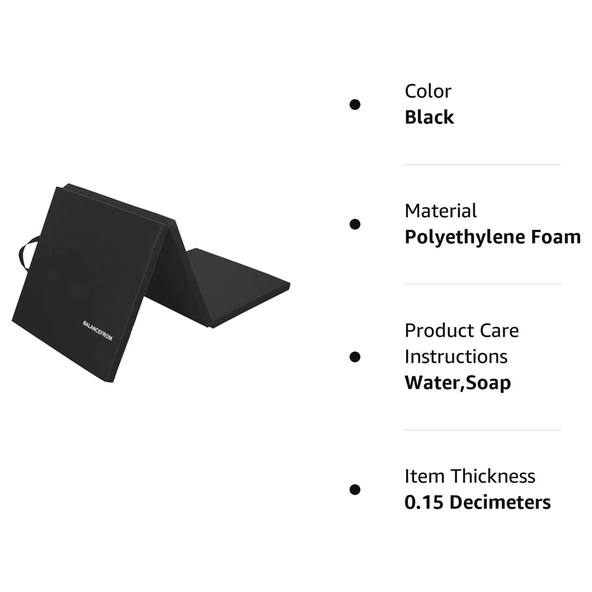 BalanceFrom Fitness GoGym 6'x2'x1.5" Folding Exercise Gym Mat, Black (Open Box)