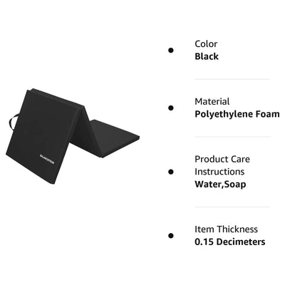 BalanceFrom Fitness GoGym 6'x2'x1.5" Folding 3 Panel Exercise Mat, Black (Used) - VMInnovations