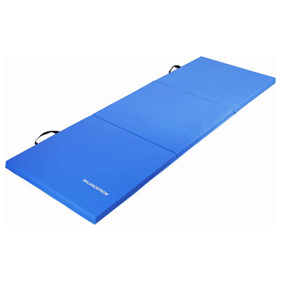 BalanceFrom GoGym 6' x 2' x 1.5" Folding 3 Panel Exercise Gym Mat, Blue (Used) - VMInnovations