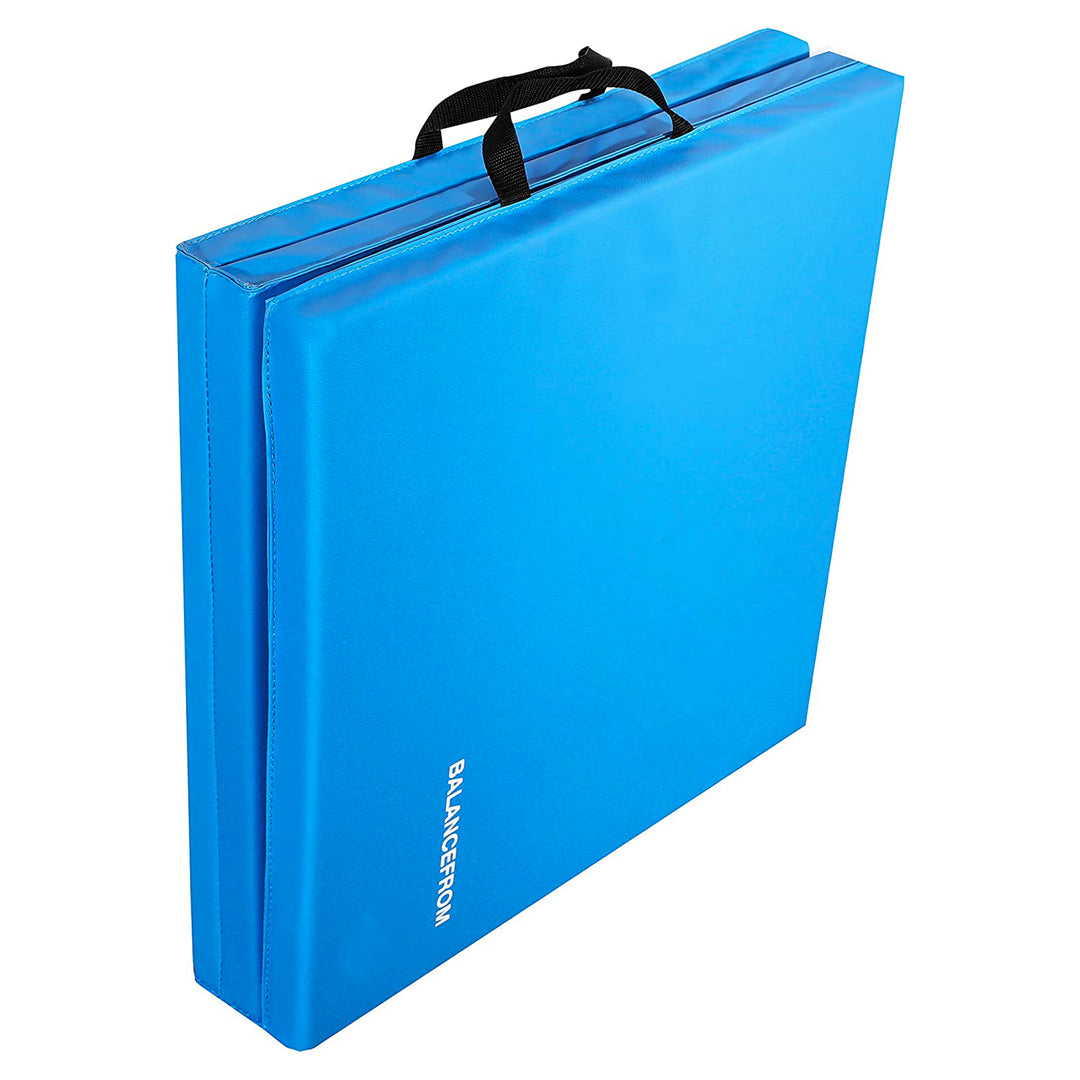 BalanceFrom GoGym 6' x 2' x 1.5" Folding 3 Panel Exercise Gym Mat, Blue (Used)
