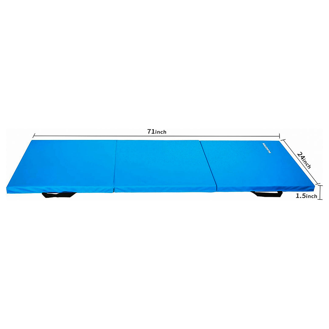 BalanceFrom Fitness GoGym 6' x 2' x 1.5" Folding 3 Panel Exercise Gym Mat, Blue