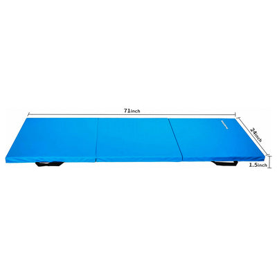 BalanceFrom GoGym 6' x 2' x 1.5" Folding 3 Panel Exercise Gym Mat, Blue (Used)