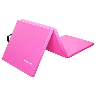 BalanceFrom Fitness GoGym 6'x2'x1.5" Folding 3 Panel Exercise Mat, Pink (Used)