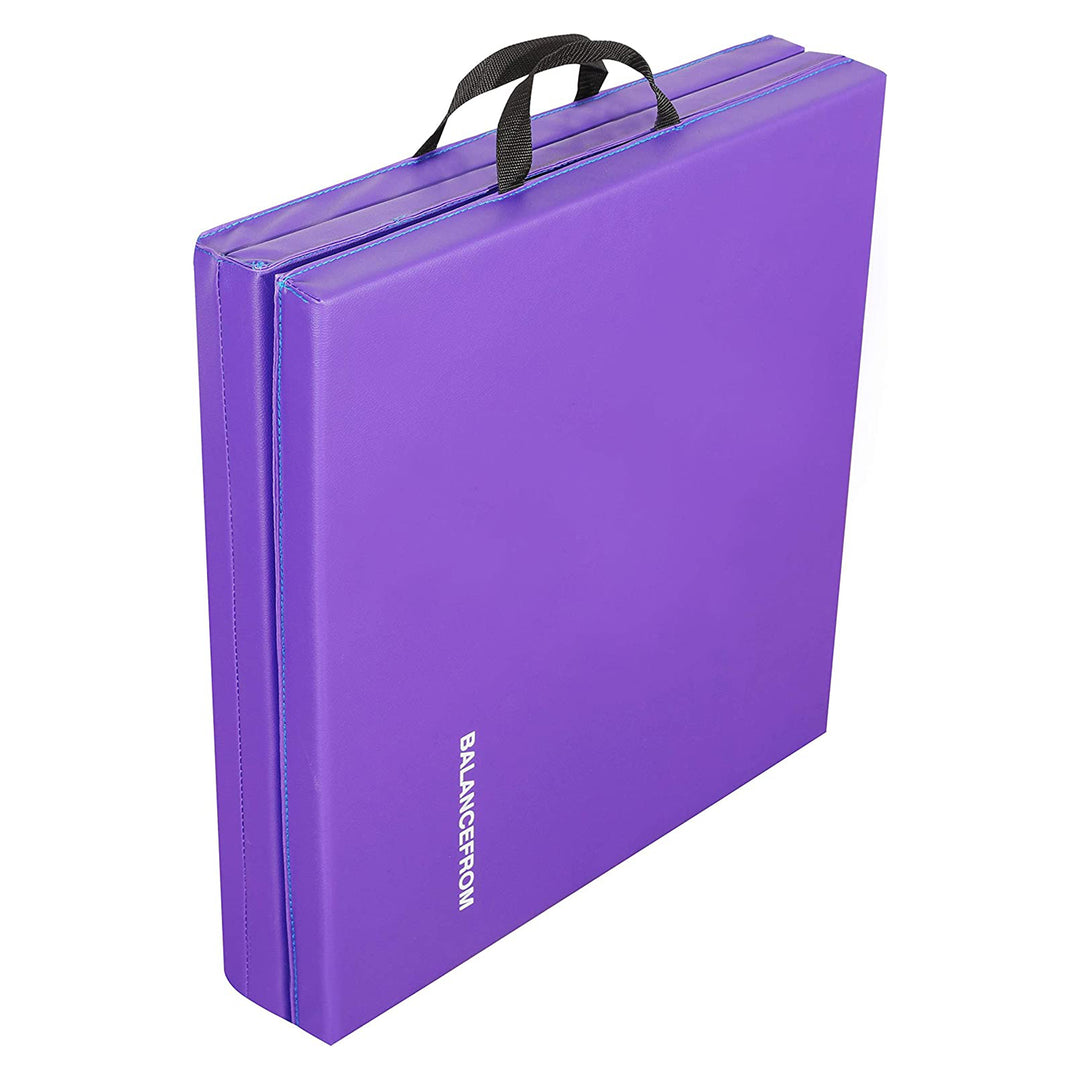 BalanceFrom Fitness GoGym 6'x2'x1.5" Folding 3 Panel Exercise Gym Mat, Purple