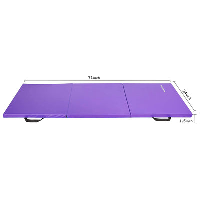 GoGym 6'x2'x1.5" Folding 3 Panel Exercise Gym Mat, Purple (Used)