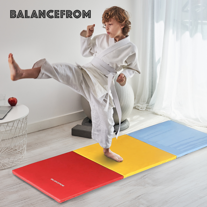 BalanceFrom Fitness GoGym 6x2' Folding 3 Panel Exercise Mat w/Handles (Open Box) - VMInnovations