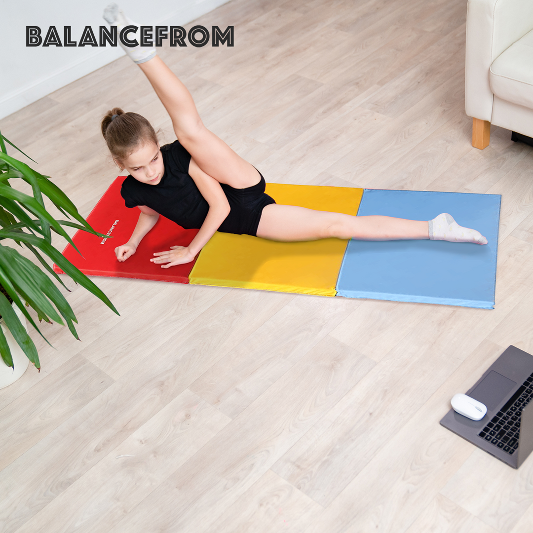 BalanceFrom Fitness GoGym 6x2' Folding 3 Panel Exercise Mat w/Handles (Open Box) - VMInnovations