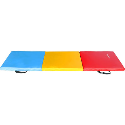 BalanceFrom Fitness GoGym 6x2ft Folding 3 Panel Exercise Mat w/Handles, Multi - VMInnovations