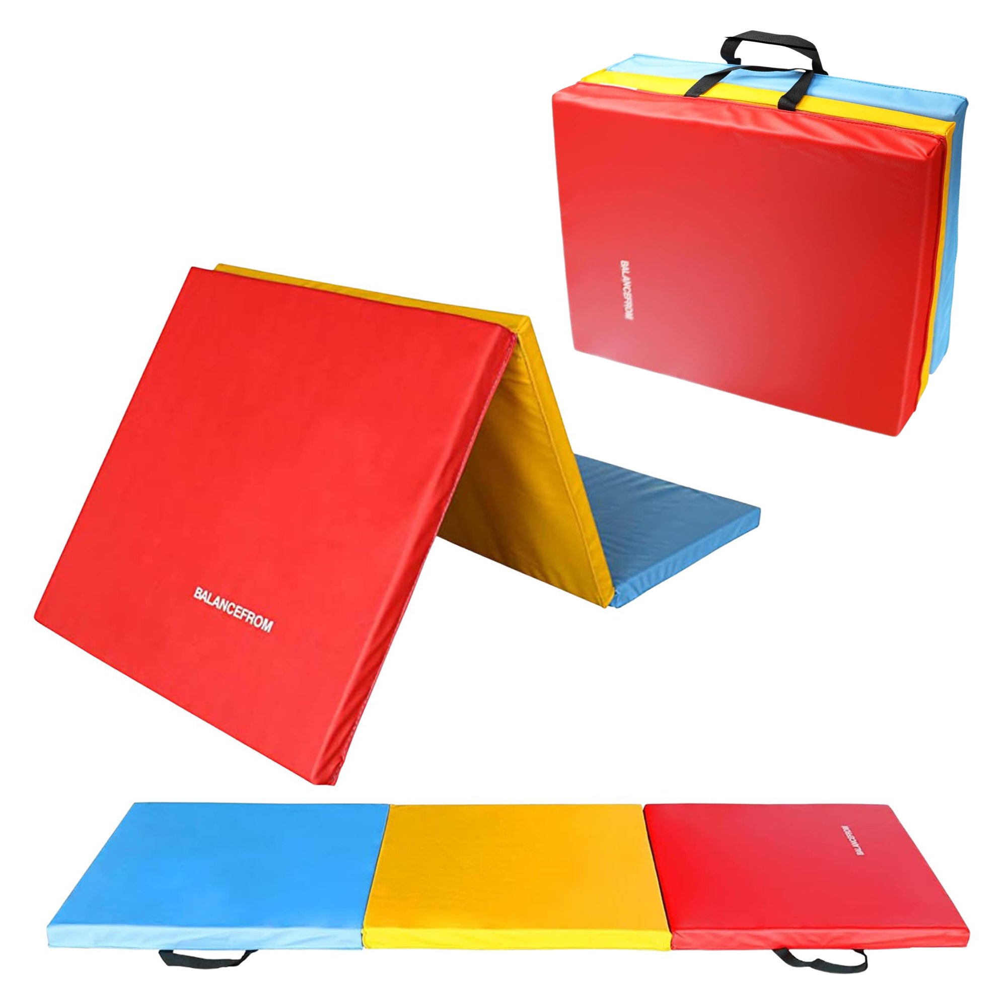 BalanceFrom Fitness GoGym 6x2ft Folding 3 Panel Exercise Mat w/Handles, Multi